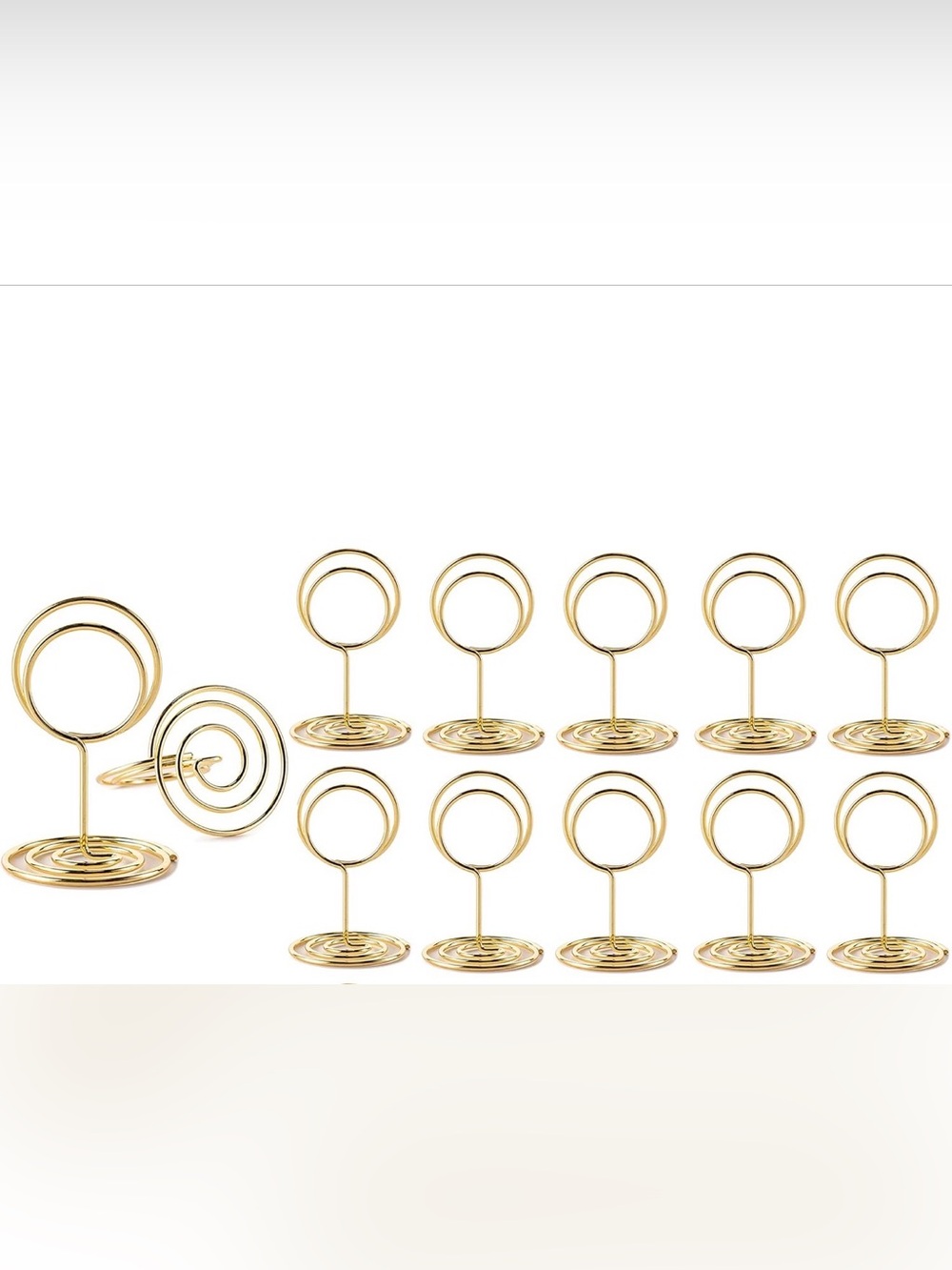 Gold Wire Spiral Place Card Holders - Set